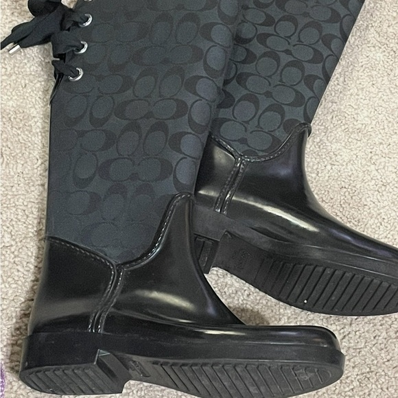 Coach Shoes - Coach Black Patterned Winter Rain Boots